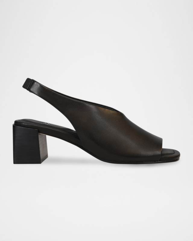 Leather Peep-Toe Slingback Pumps